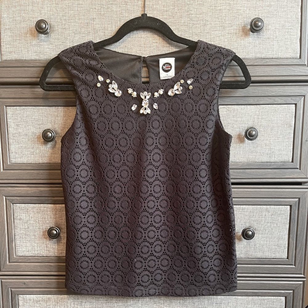Small Black Mixed Media Sleeveless Top